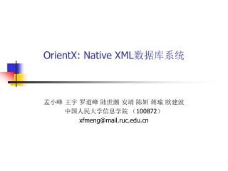 OrientX: Native XML 数据库系统