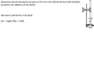Determine the pH during the titration of 75.0 mL of 0.100 M HCl by 0.100 M NaOH …