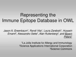 Representing the Immune Epitope Database in OWL