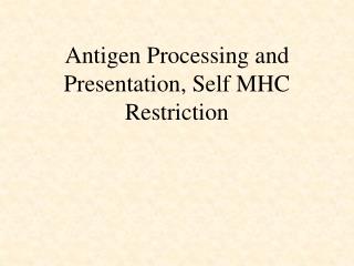 Antigen Processing and Presentation, Self MHC Restriction