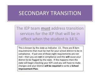 SECONDARY TRANSITION