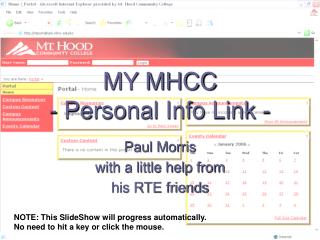 MY MHCC - Personal Info Link -