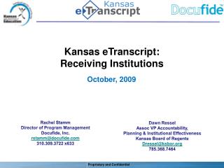 Kansas eTranscript: Receiving Institutions