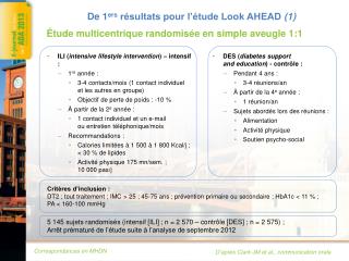 De 1 ers résultats pour l’étude Look AHEAD (1)