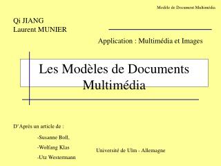 Les Modèles de Documents Multimédia