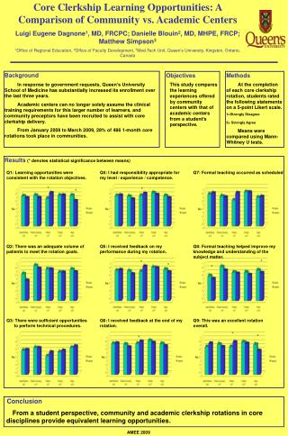 Results (* denotes statistical significance between means)