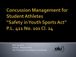 May 29, 2012 Diana L. Malone, Ph.D. AIU Training &amp; Consultation Coordinator