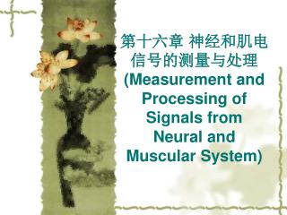 第十六章 神经和肌电信号的测量与处理 (Measurement and Processing of Signals from Neural and Muscular System)