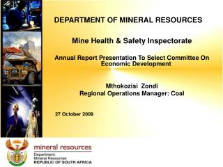 DEPARTMENT OF MINERAL RESOURCES