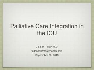 Palliative Care Integration in the ICU