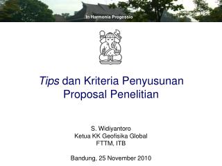 S. Widiyantoro Ketua KK Geofisika Global FTTM, ITB Bandung, 25 November 2010