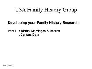 U3A Family History Group