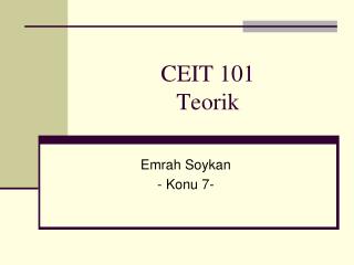 CEIT 101 Teorik