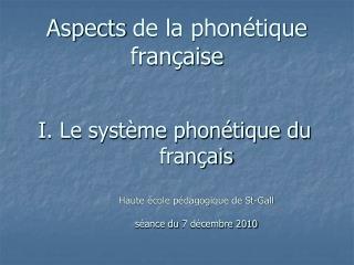 Aspects de la phonétique française