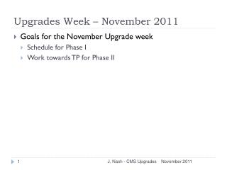 Upgrades Week – November 2011