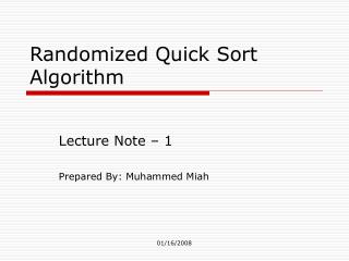 Randomized Quick Sort Algorithm