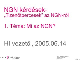 NGN kérdések- „Tizenötpercesek” az NGN-ről 1. Téma: Mi az NGN? HI vezetői, 2005.06.14