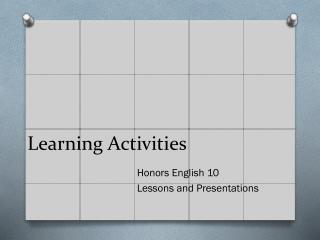 Learning Activities