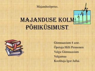 Majandusõpetus. Majanduse kolm põhiküsimust .