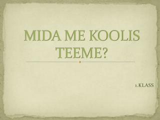 MIDA ME KOOLIS TEEME?