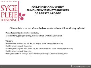 Ph.d.-studerende: Dorthe Boe Danbjørg,