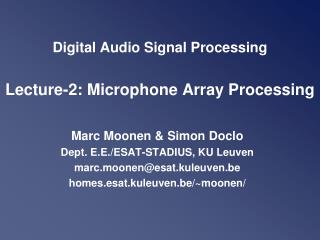 Digital Audio Signal Processing Lecture-2: Microphone Array Processing