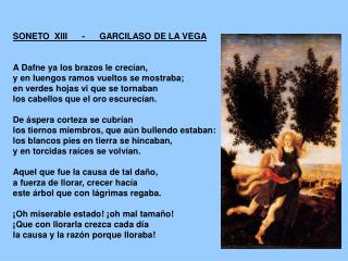 SONETO XIII - GARCILASO DE LA VEGA