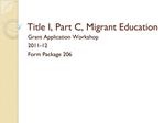 Title I, Part C, Migrant Education