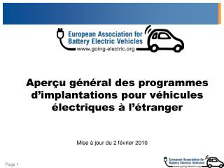 Aperçu général des programmes d’implantations pour véhicules électriques à l’étranger