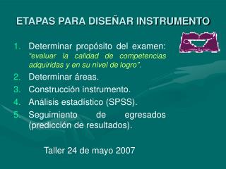 ETAPAS PARA DISEÑAR INSTRUMENTO