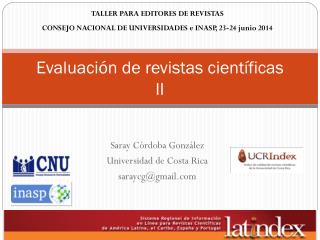 Evaluación de revistas científicas II