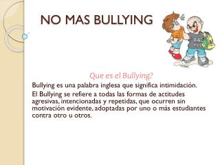 NO MAS BULLYING