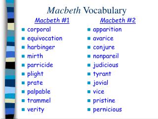 Macbeth Vocabulary