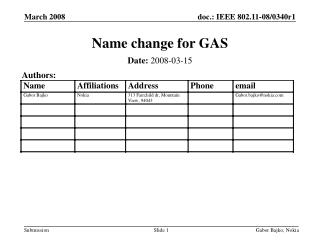 Name change for GAS