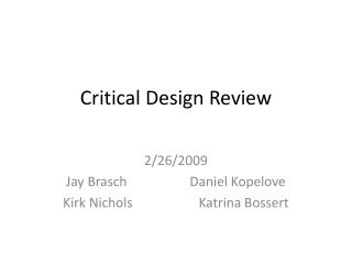 Critical Design Review