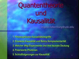 Quantentheorie und Kausalität