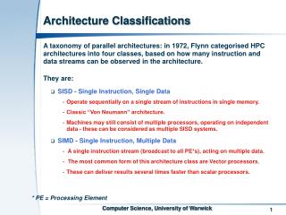 Architecture Classifications