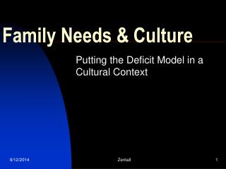 Family Needs &amp; Culture