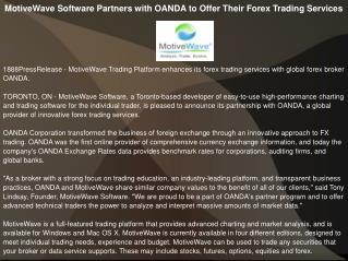 MotiveWave Software Partners with OANDA