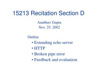 15213 Recitation Section D