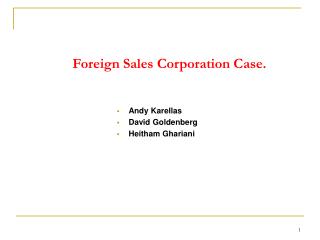 Foreign Sales Corporation Case.