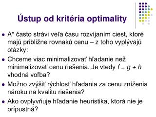 Ústup od kritéria optimality