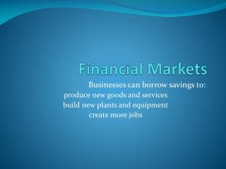 Financial Markets