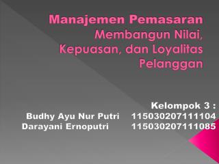 Manajemen Pemasaran Membangun Nilai, Kepuasan, dan Loyalitas Pelanggan