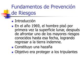 Fundamentos de Prevención de Riesgos