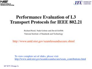 Performance Evaluation of L3 Transport Protocols for IEEE 802.21
