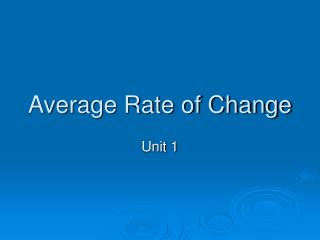 Average Rate of Change