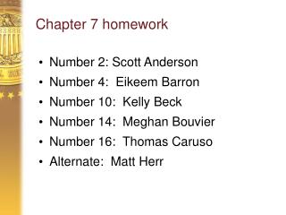 Chapter 7 homework