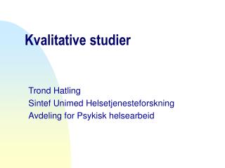 Kvalitative studier