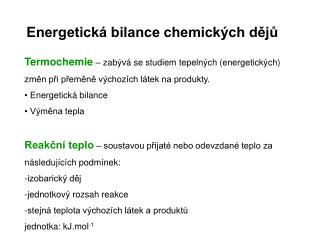 Energetická bilance chemických dějů